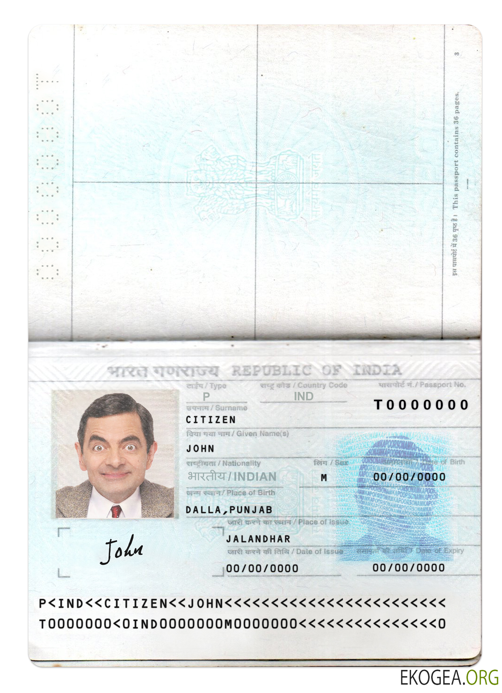 Passeport indien nouvelle version 2 pages 1